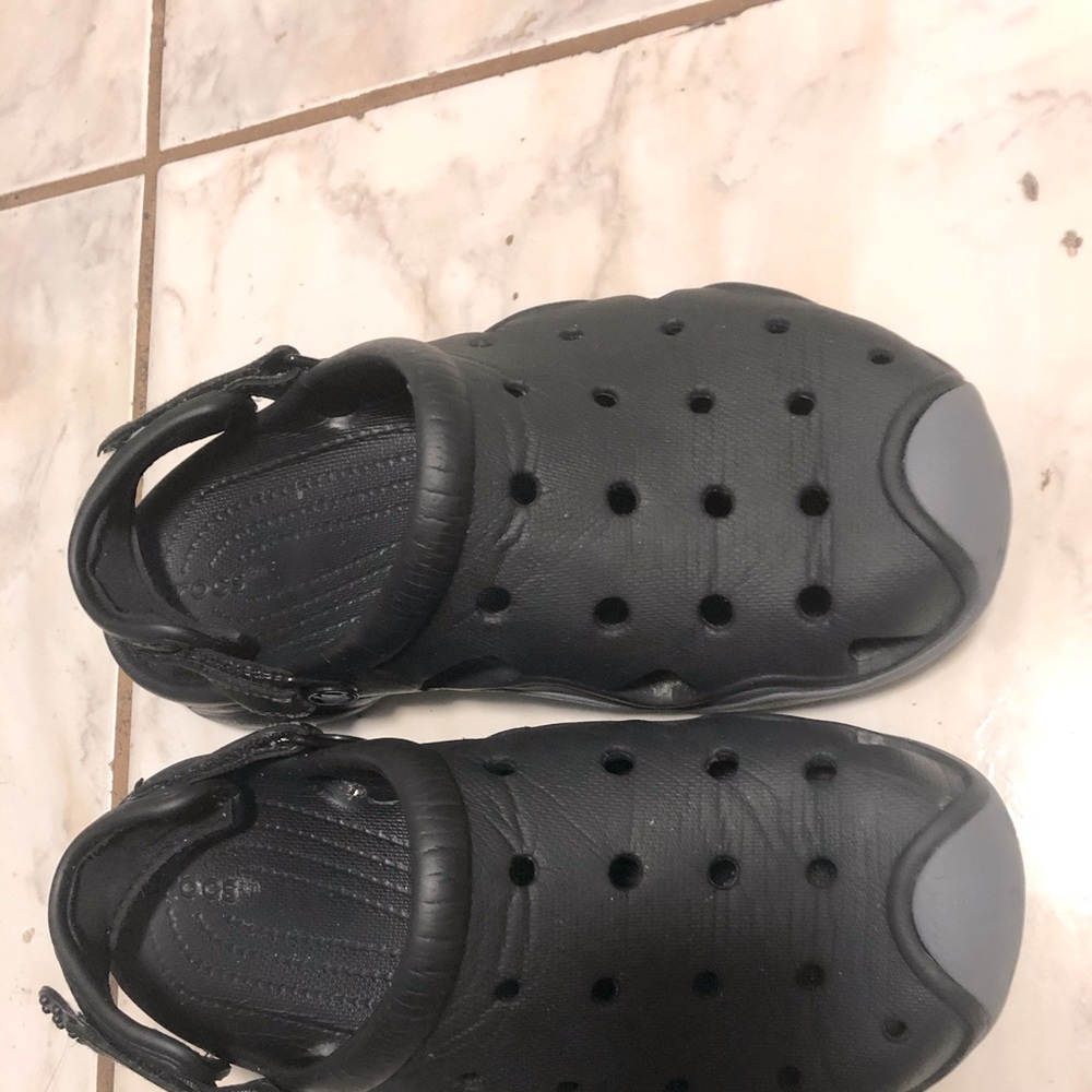 Men’s Black and Grey Crocs Size 8